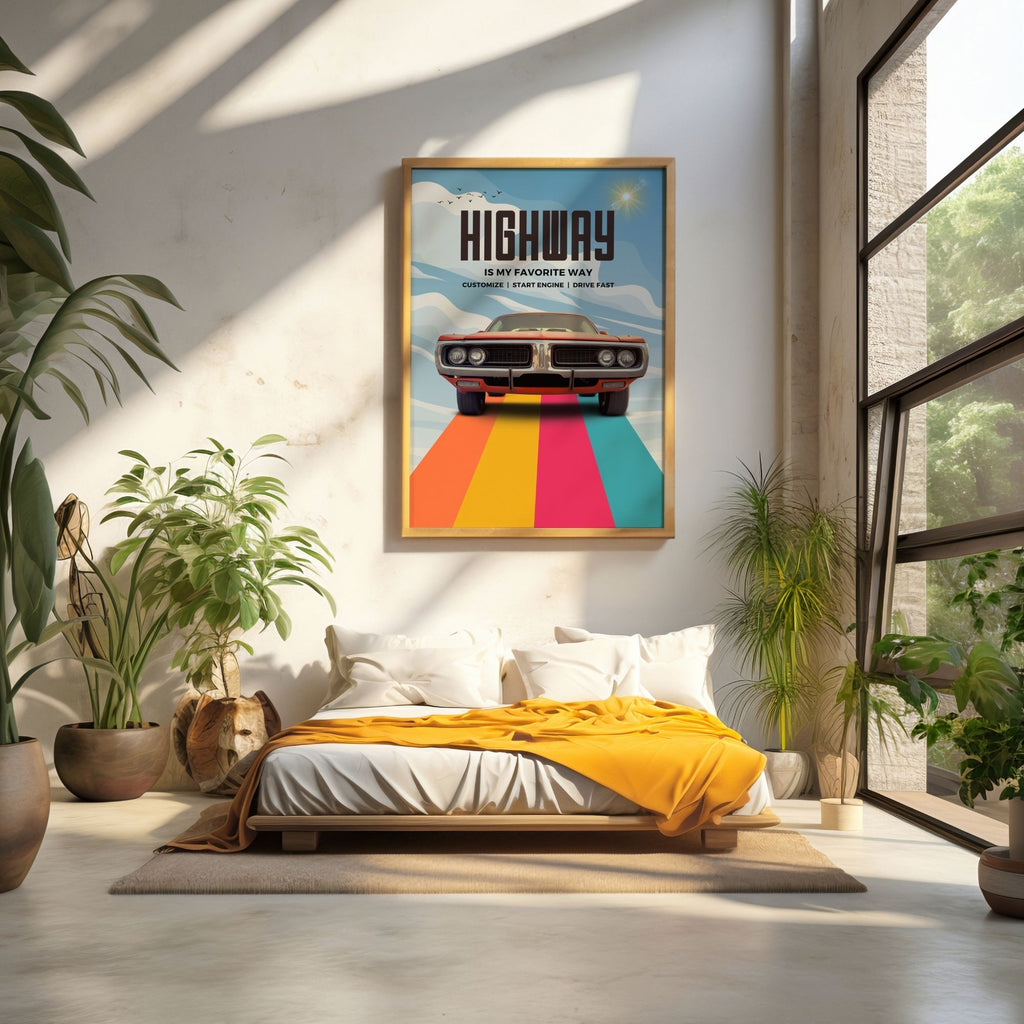 Highway is My Favorite Way - Vintage Muscle Car Wall Art