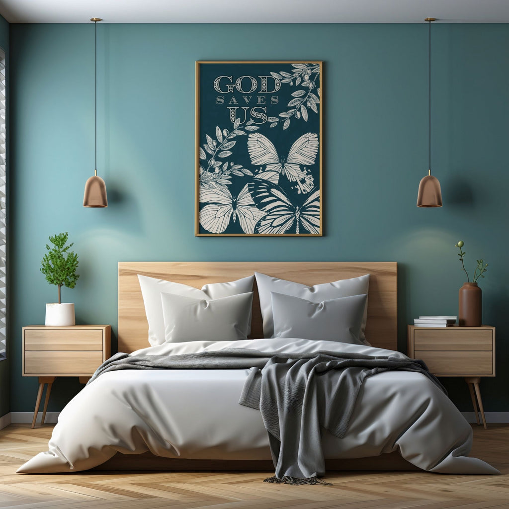 God Saves Us - Faith Butterfly & Olive Branch Wall Art