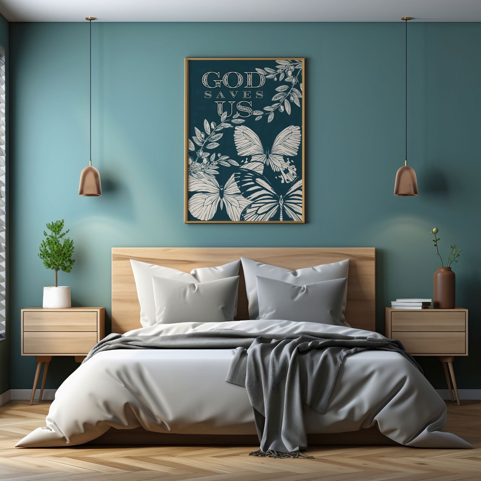 God Saves Us - Faith Butterfly & Olive Branch Wall Art