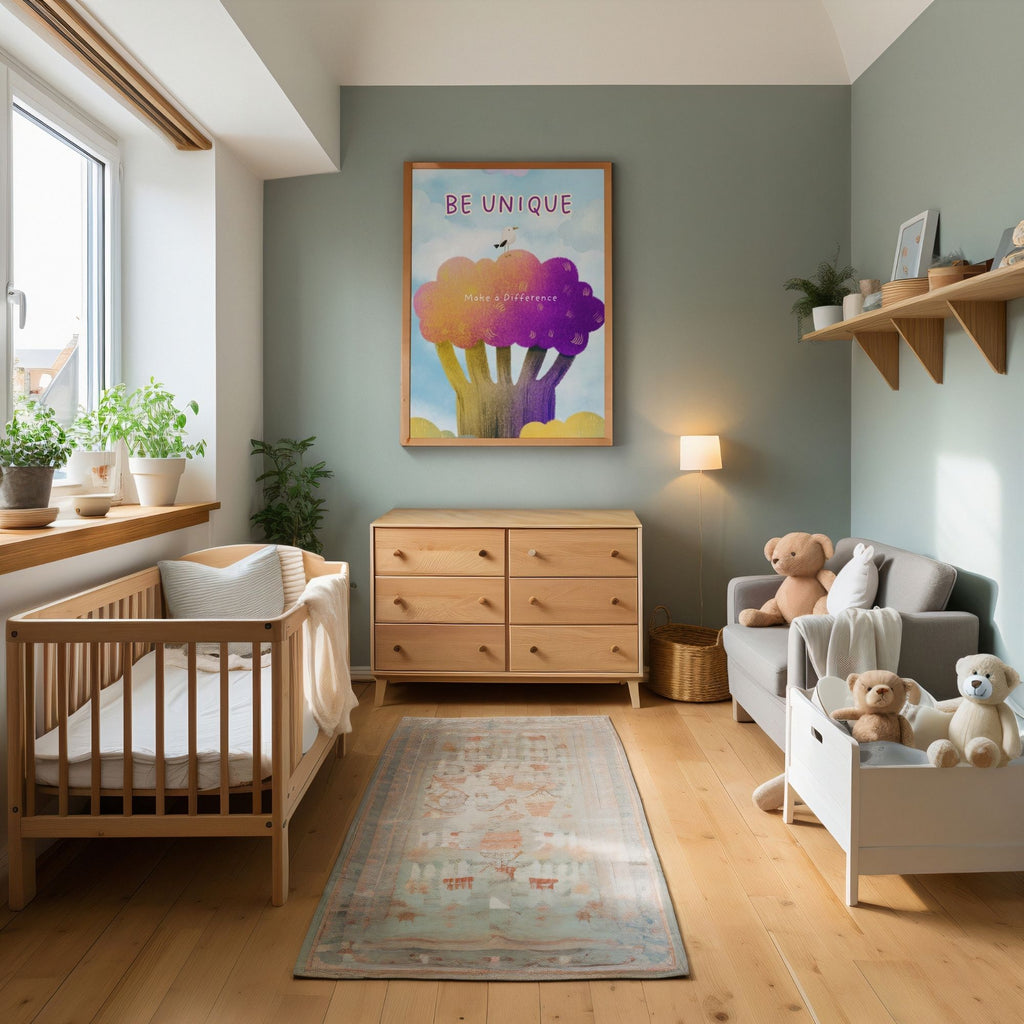 Be Unique - Inspirational Wall Art with Vibrant Rainbow Trees