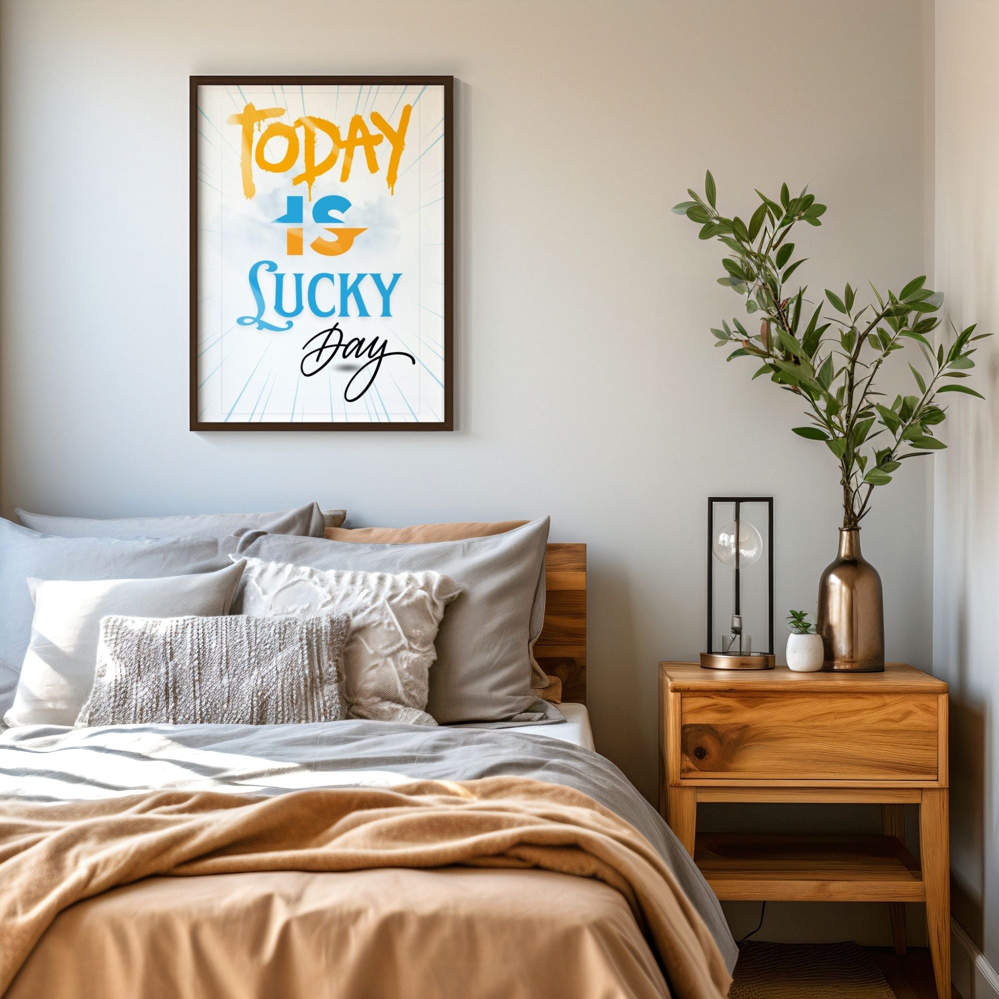 Today Is Lucky Day - Motivational Typography Wall Art