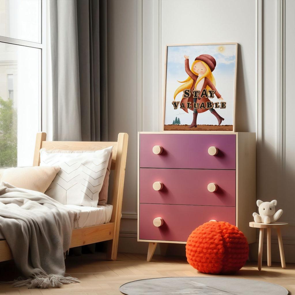 Stay Valuable - Whimsical Character Empowerment Wall Art