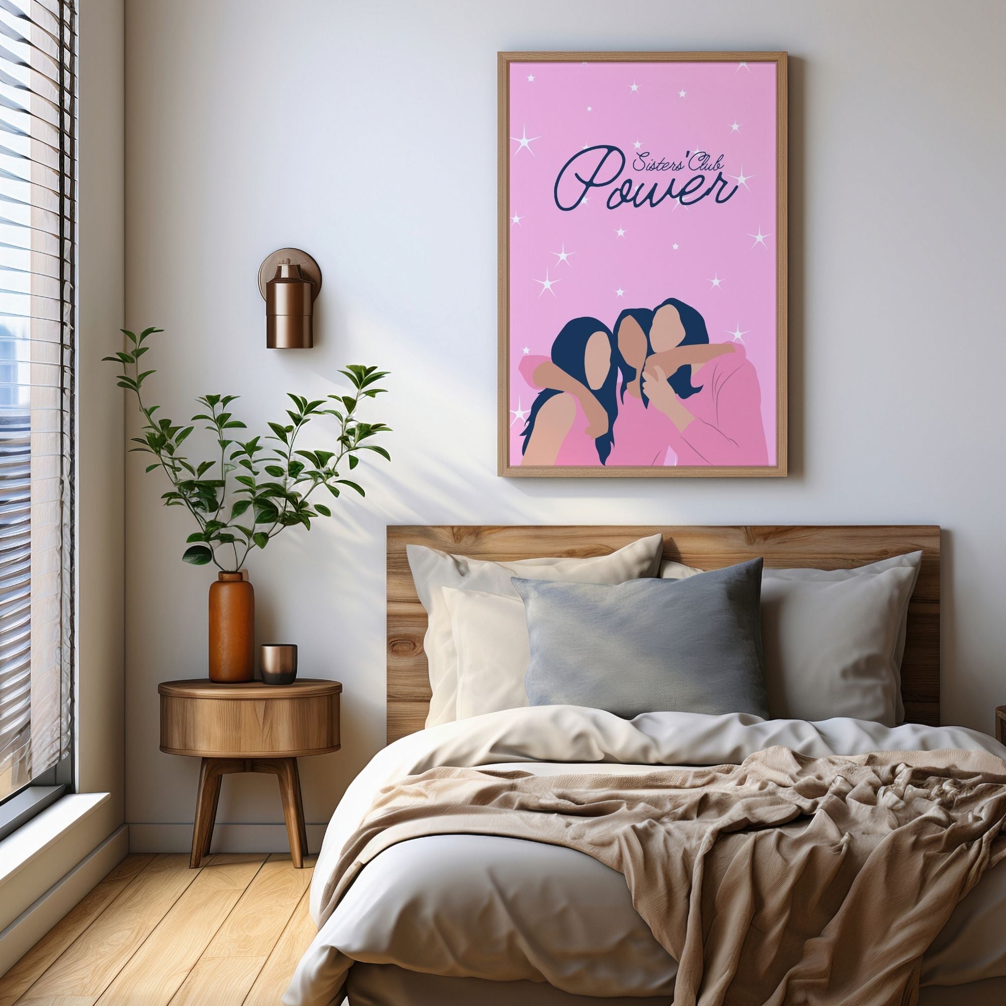Sisters Club Power - Feminine Sisterhood Wall Art