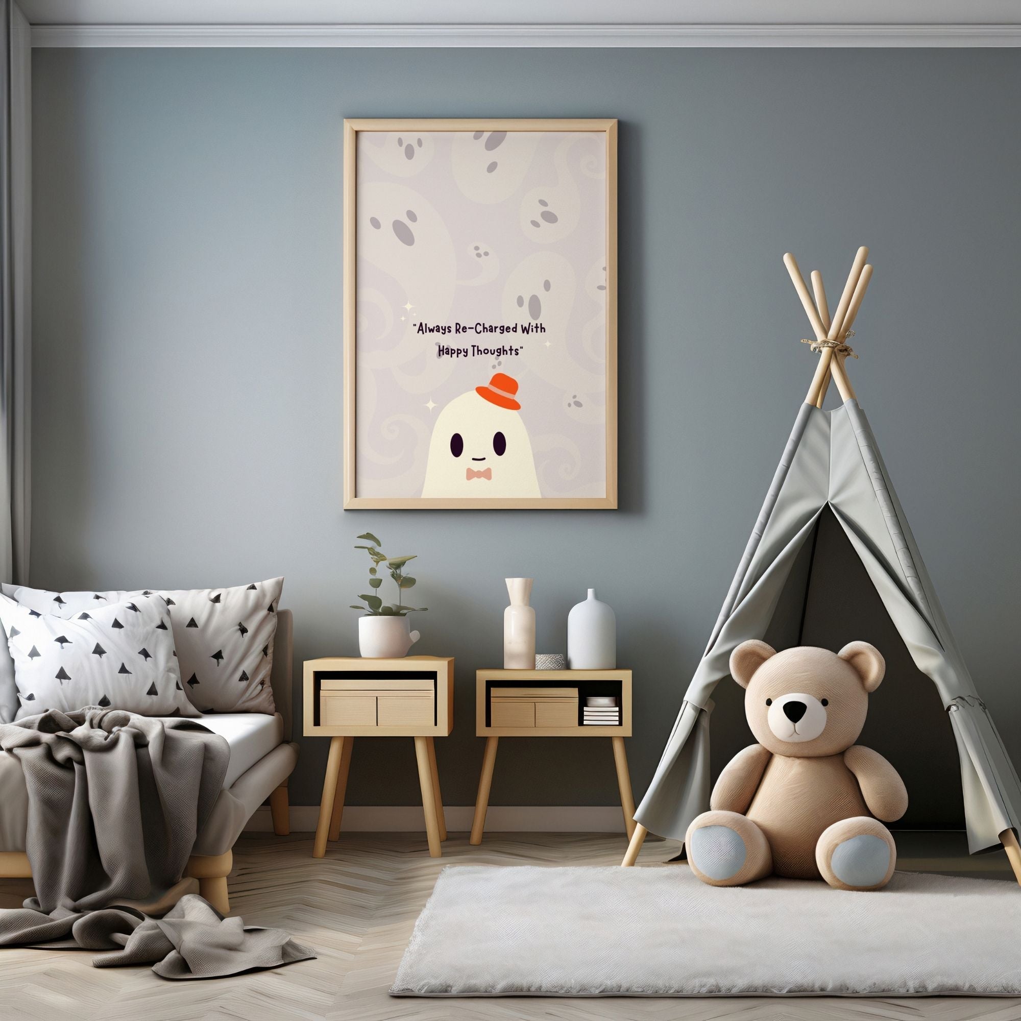 Always Recharged With Happy Thoughts - Positive Character Wall Art