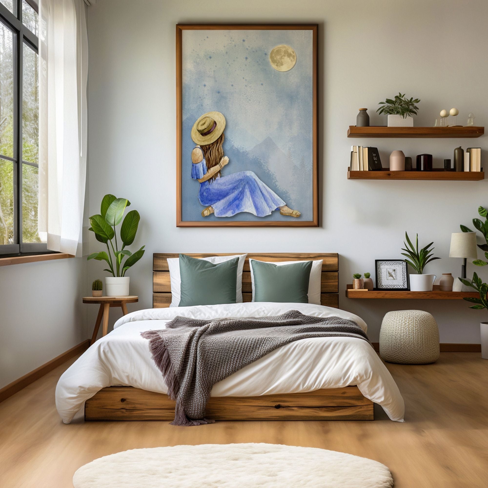 Moonlit Serenity - Mother &amp; Child Peaceful Moment Wall Art