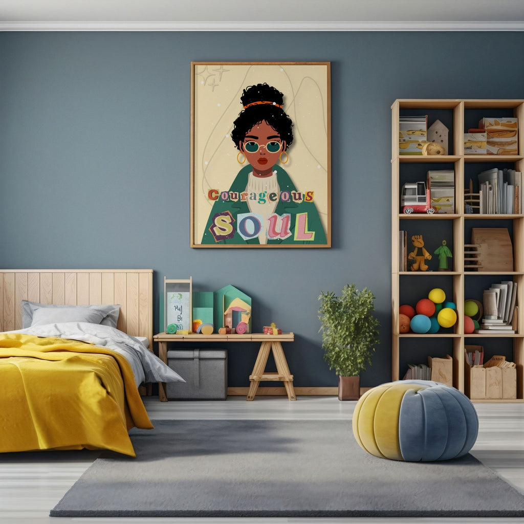 Courageous Soul - Retro African American Empowerment Wall Art | Soulful Portrait Poster