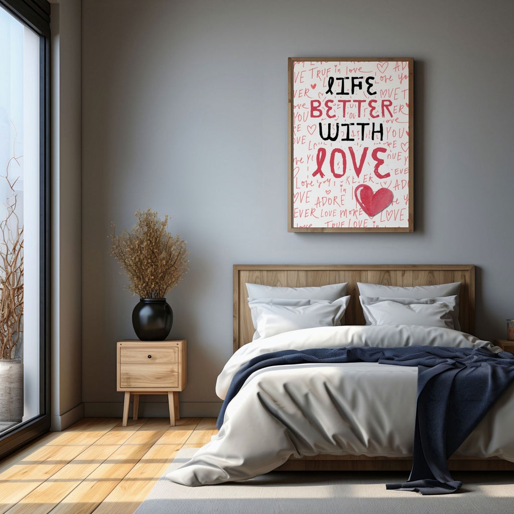 Life Better With Love - Romantic Typography Wall Art | Love Message Poster