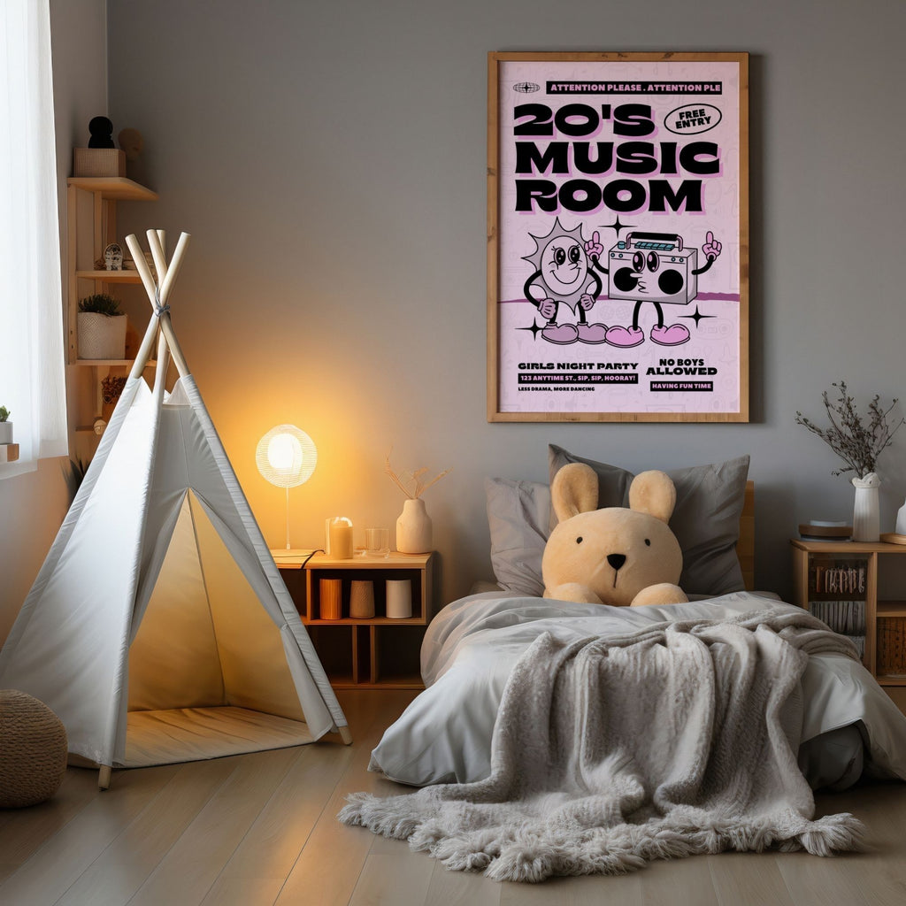 20's Music Room - Retro Girls Night Party Wall Art