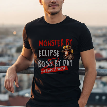 Monster By Eclipse, Boss By Day - Motivational Chimp DJ Music Producer Statement Artwork