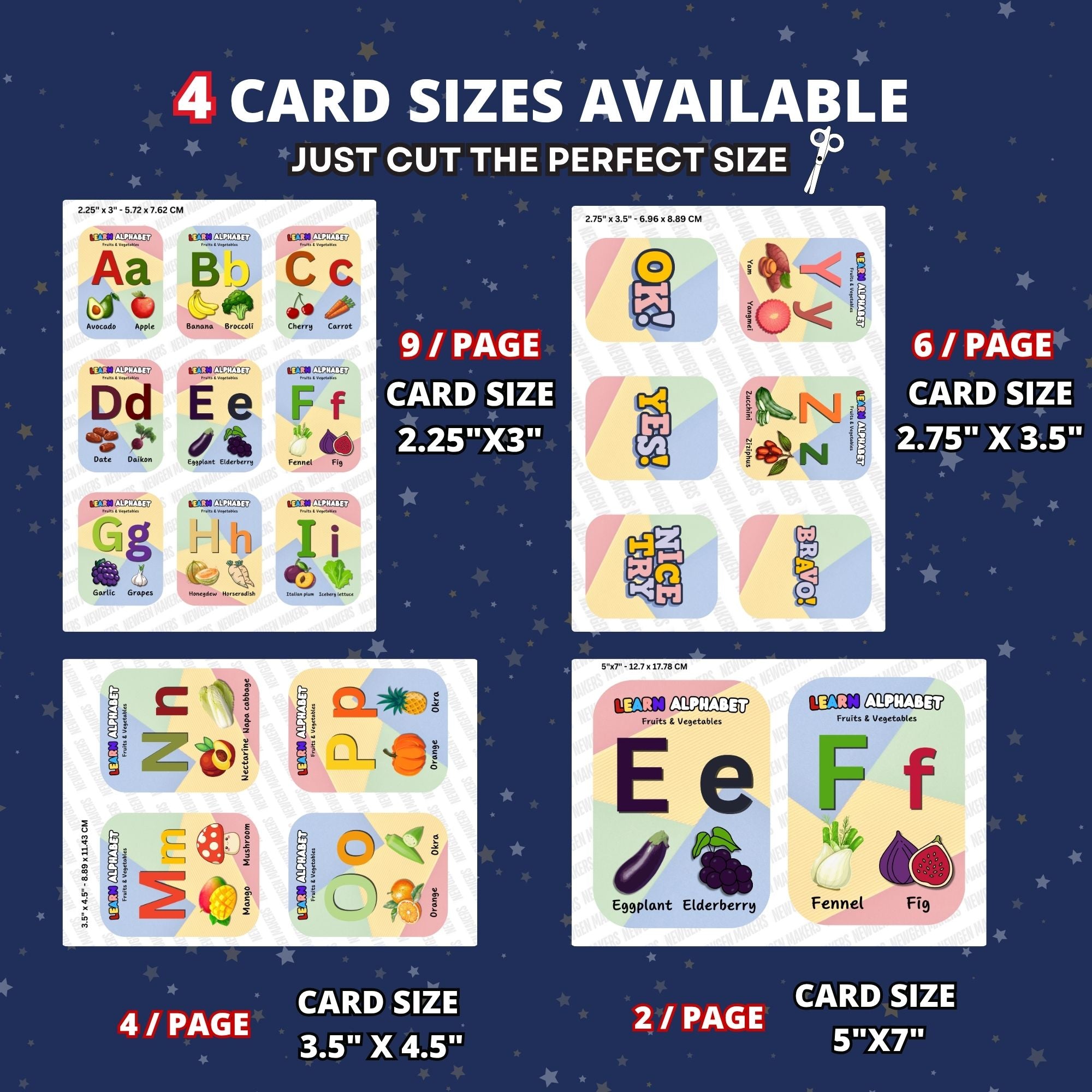 Fruits & Vegetables Alphabet Flashcards V1