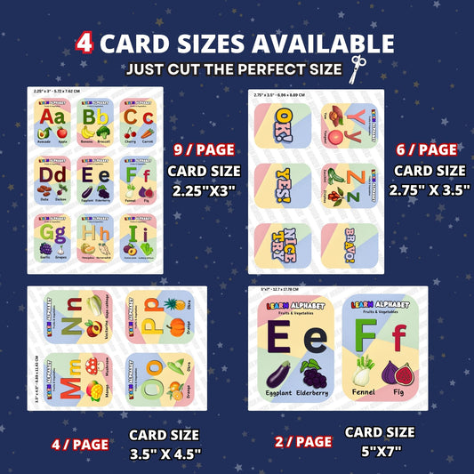 Cartes mémo de l'alphabet des fruits et légumes V1