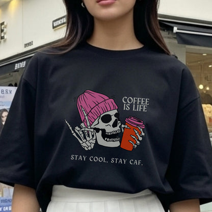 Coffee Is Life - Edgy Skull Beanie Caffeine Addict Humor Statement Artwork