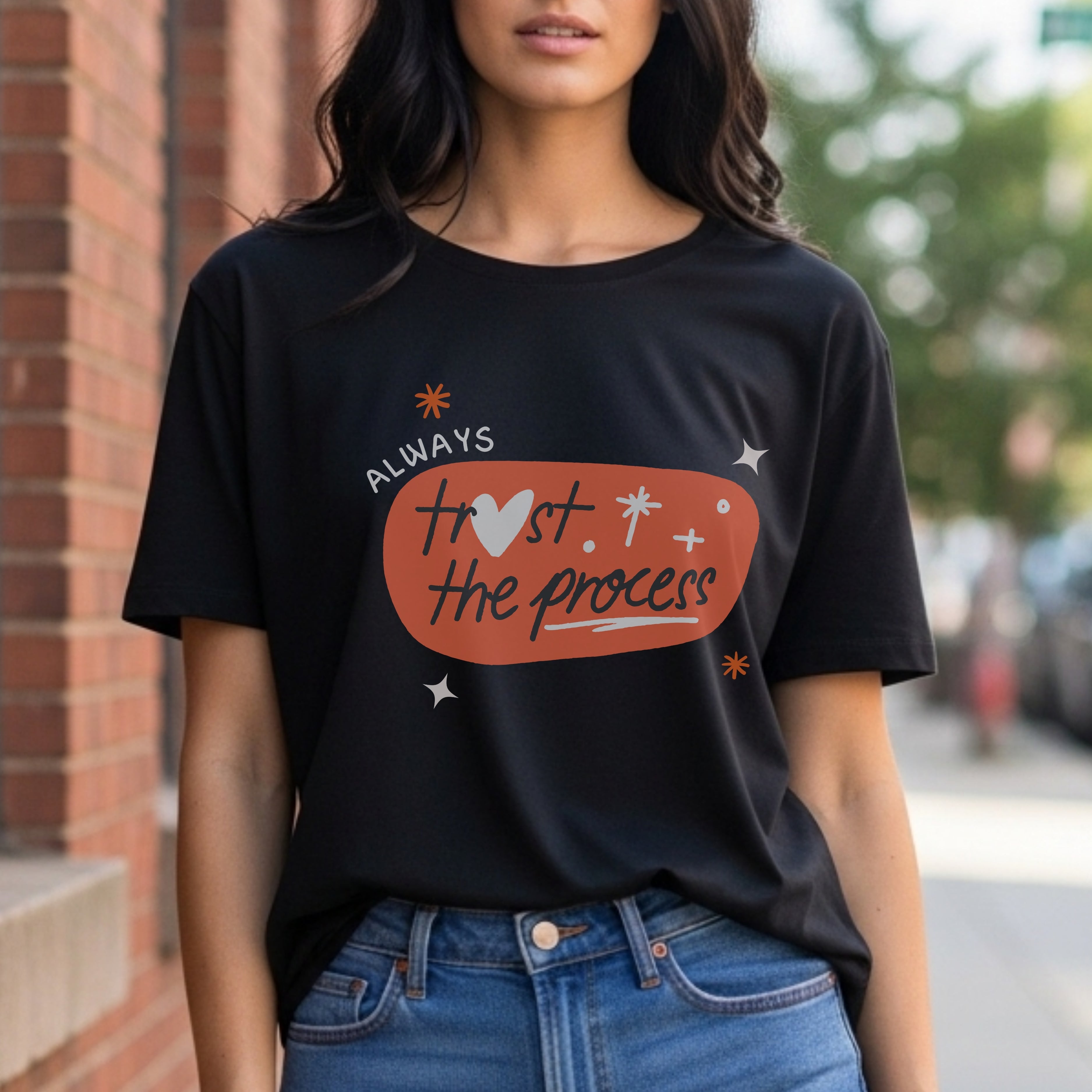 Always Trust The Process - Retro Orange Motivational Growth Mindset Statement Artwork