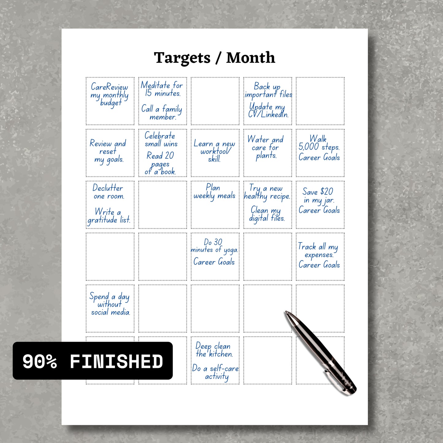 Targets/Month Planner
