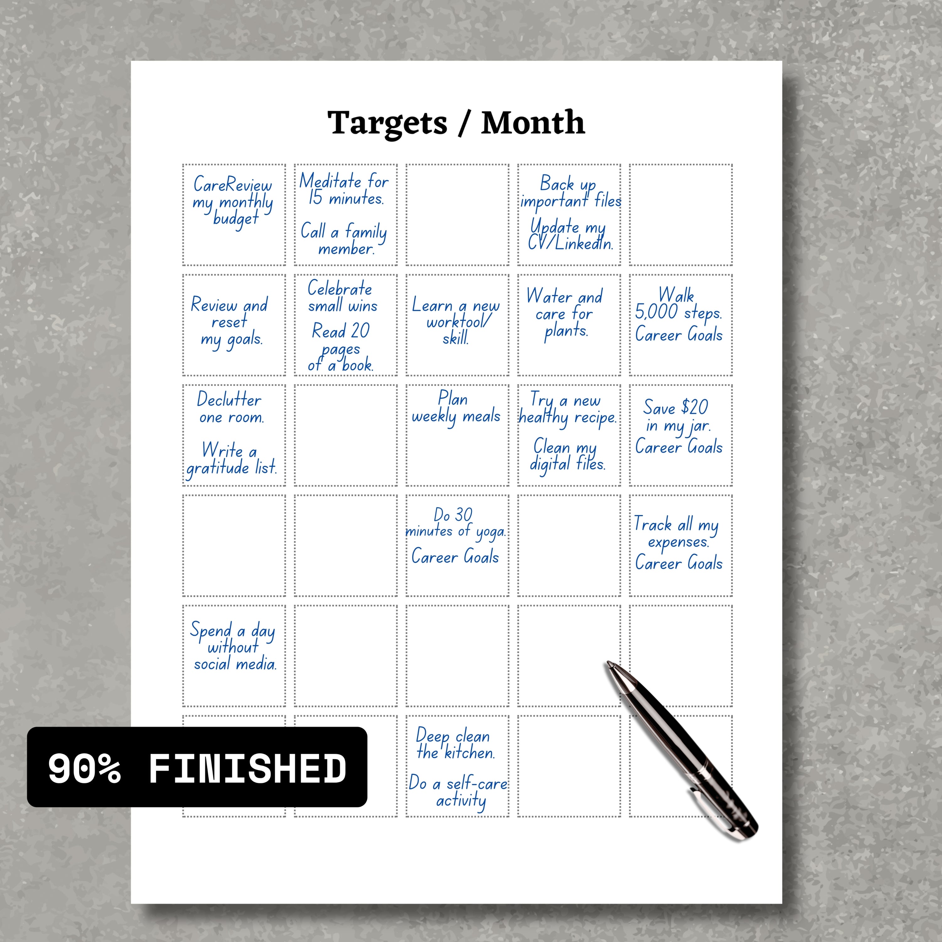Targets/Month Planner