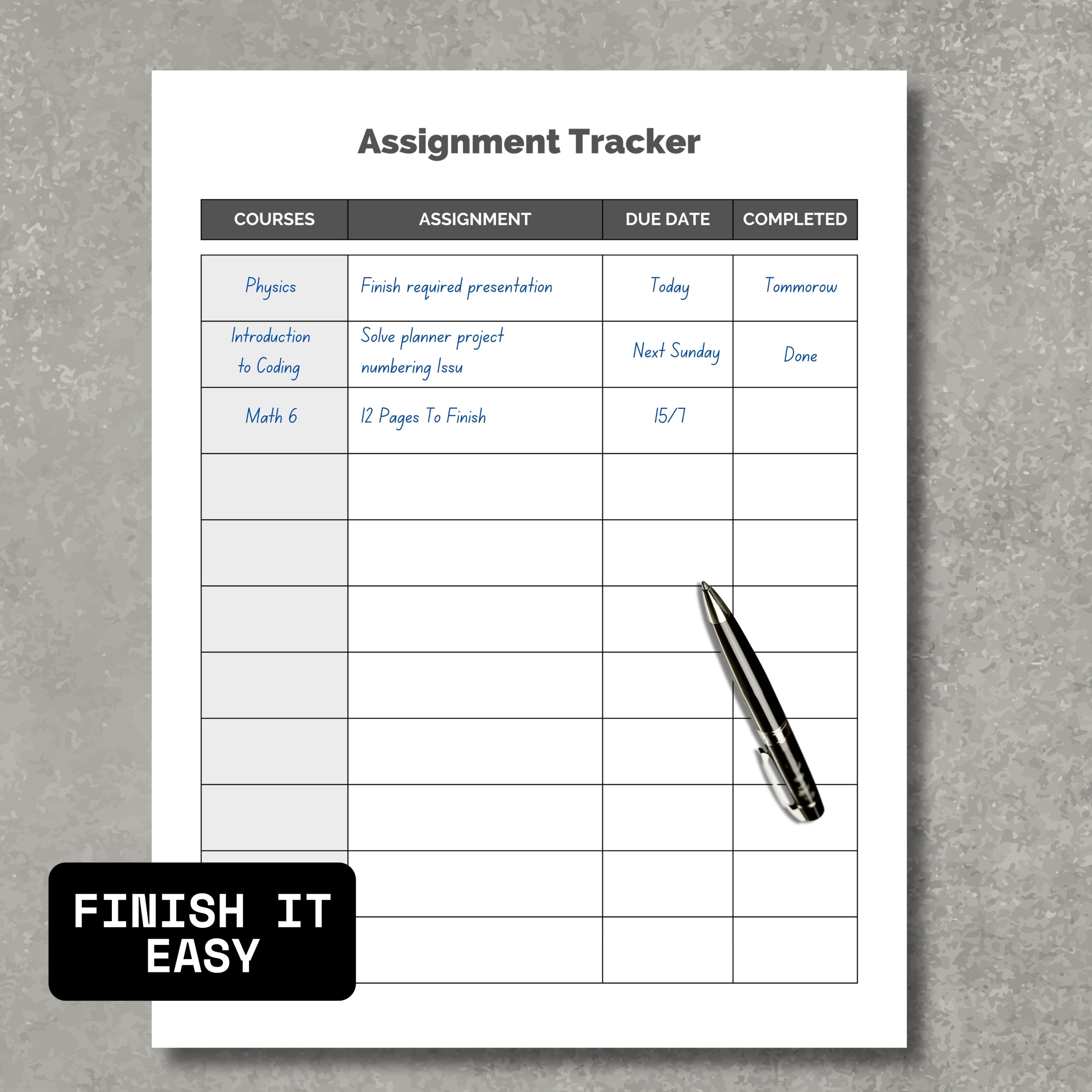 Assignment Tracker PDF