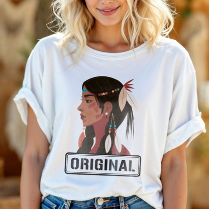 Original - Indigenous Woman Profile Native Heritage Cultural Pride Illustration