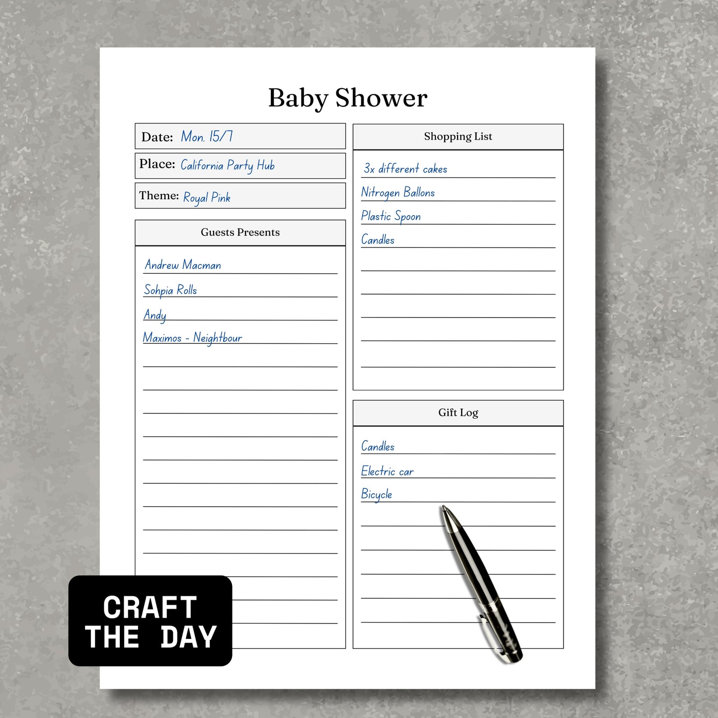 Baby Shower Planner