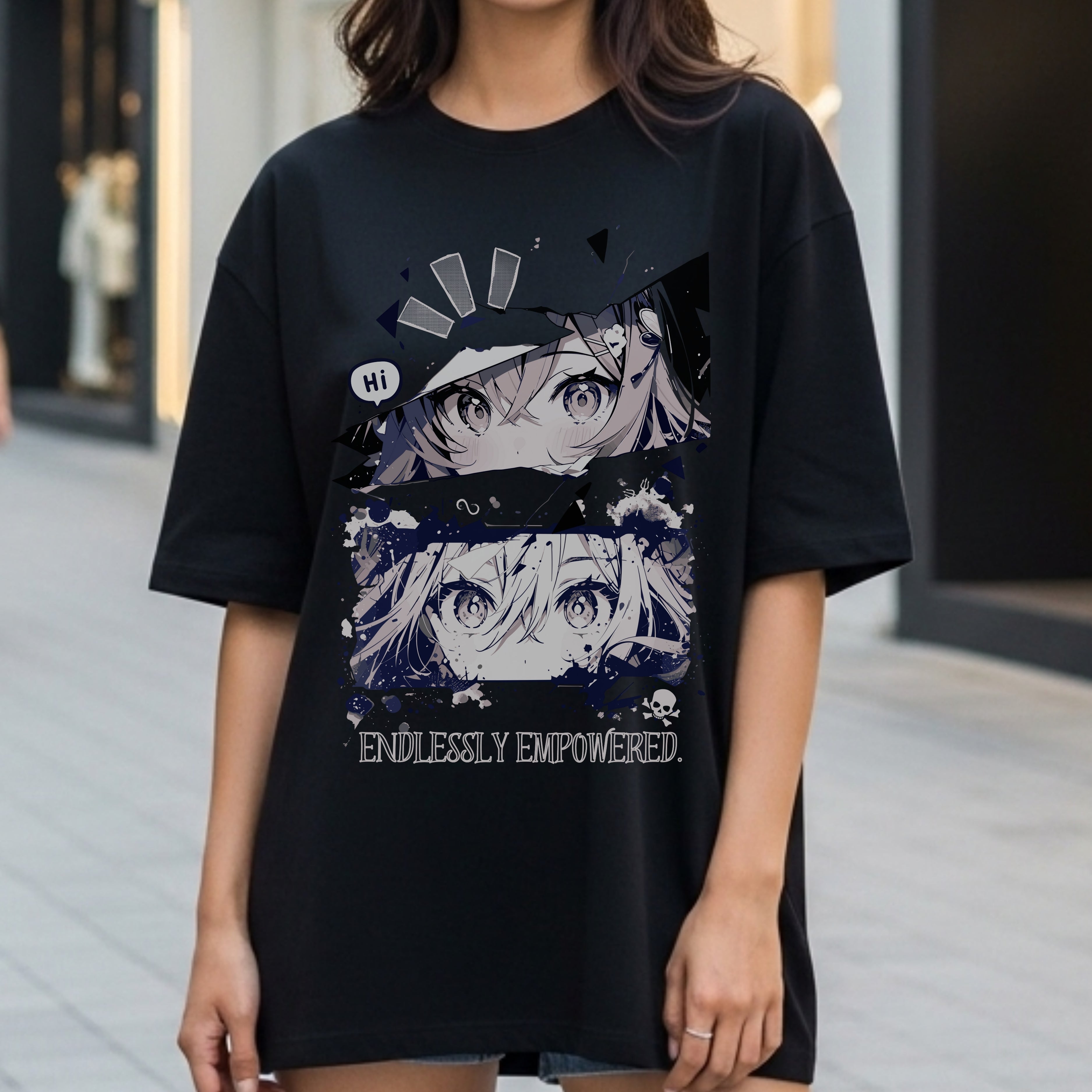 Endlessly Empowered - Anime Girl Duo Splatter Art Manga Strength Statement Artwork