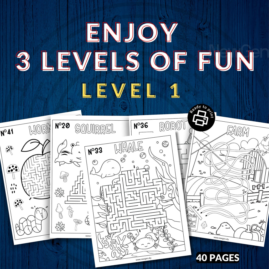 80 Mazes Fun Activity Sheets For Kids & Adults - 3 Levels