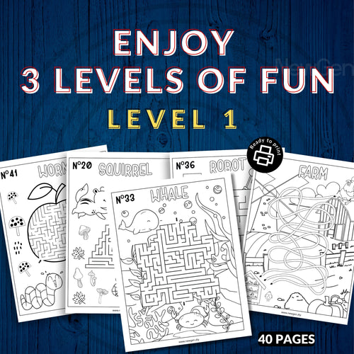80 Mazes Fun Activity Sheets For Kids & Adults - 3 Levels