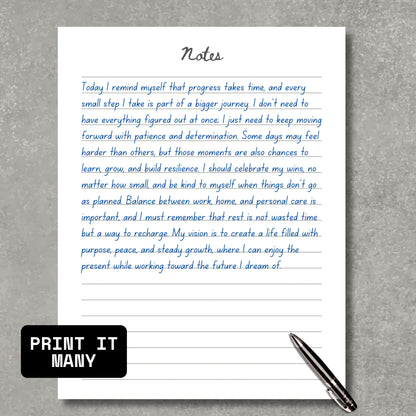 Notes Lined Paper Sheet