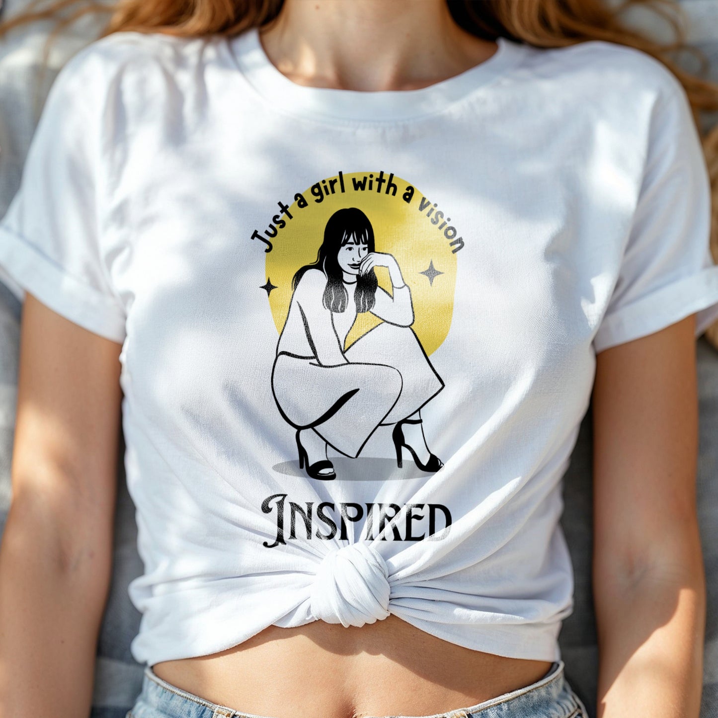 Just A Girl With A Vision Inspired - Yellow Circle Illustration Dreamer Statement Artwork