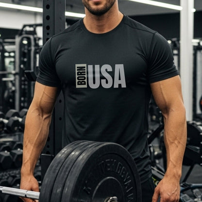 Born USA - Patriotic Minimalist Statement Gym & Fitness Artwork