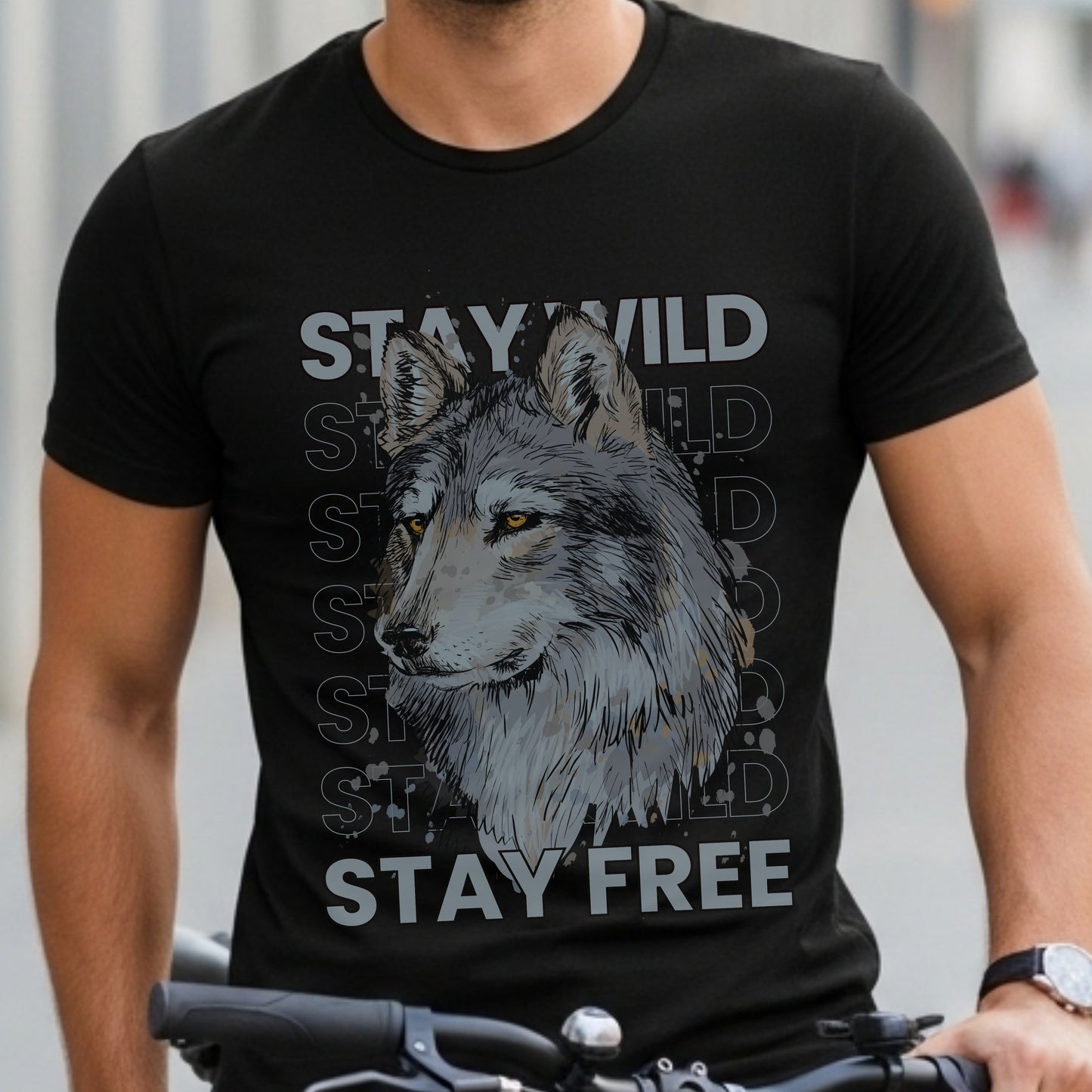Stay Wild Stay Free - Wolf Nature Freedom Statement Artwork