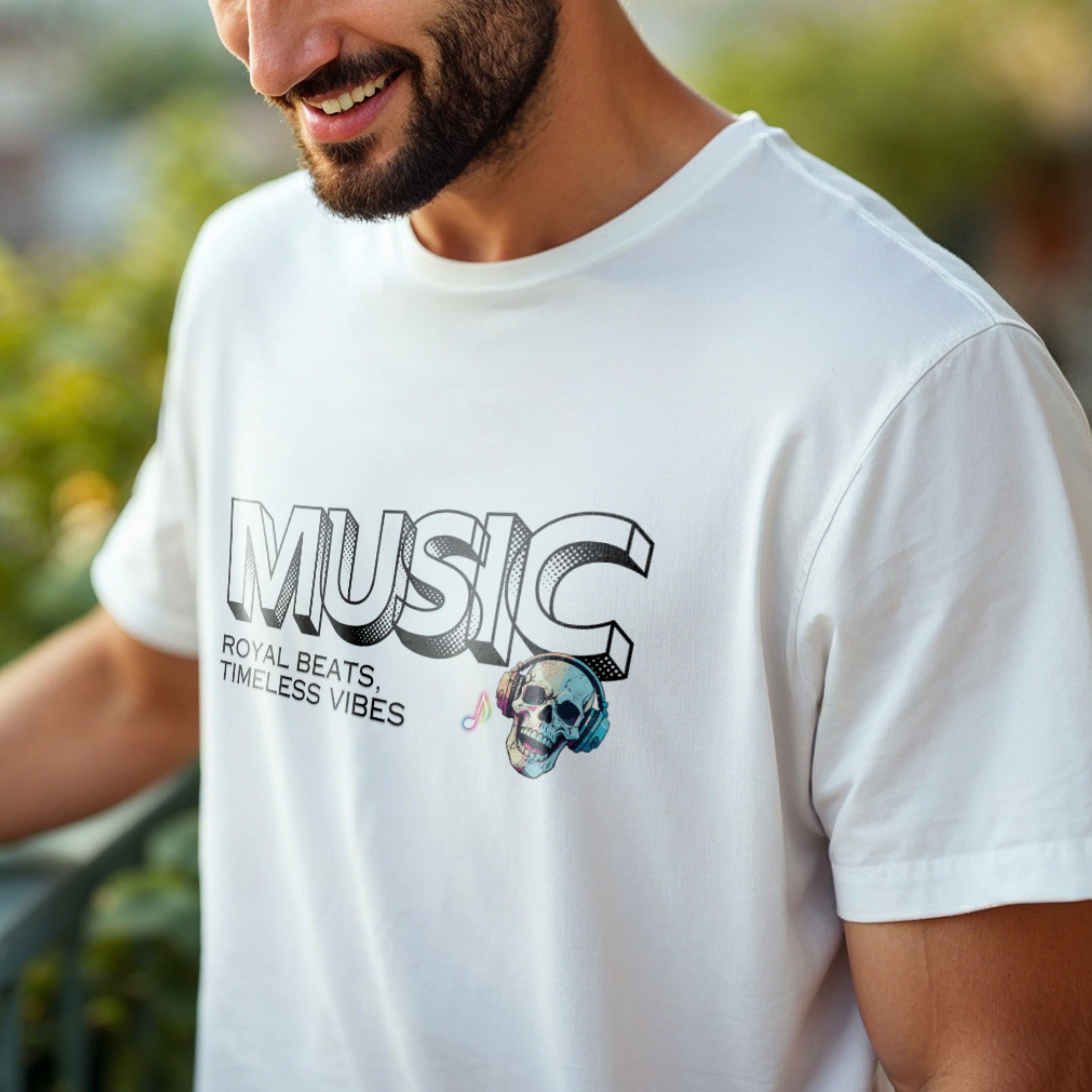 Music Royal Beats Timeless Vibes - Colorful Skull Statement Artwork