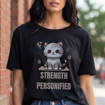 Strength Personified - Adorable Kitten with Lightbulb Hearts Cute Power Statement Artwork