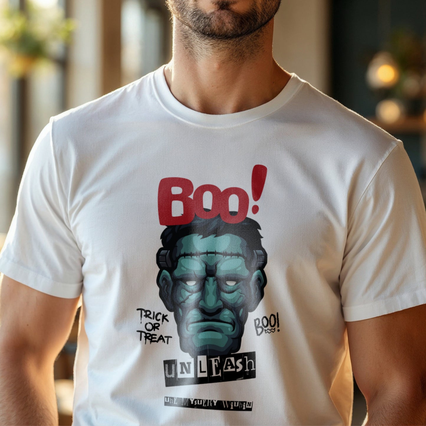 Boo Trick Or Treat Unleash - Frankenstein Halloween Statement Artwork