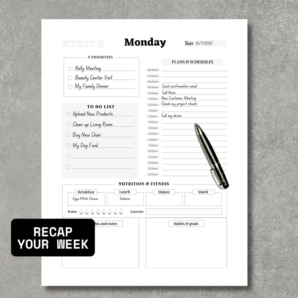 7 Days "Named" Daily Planner