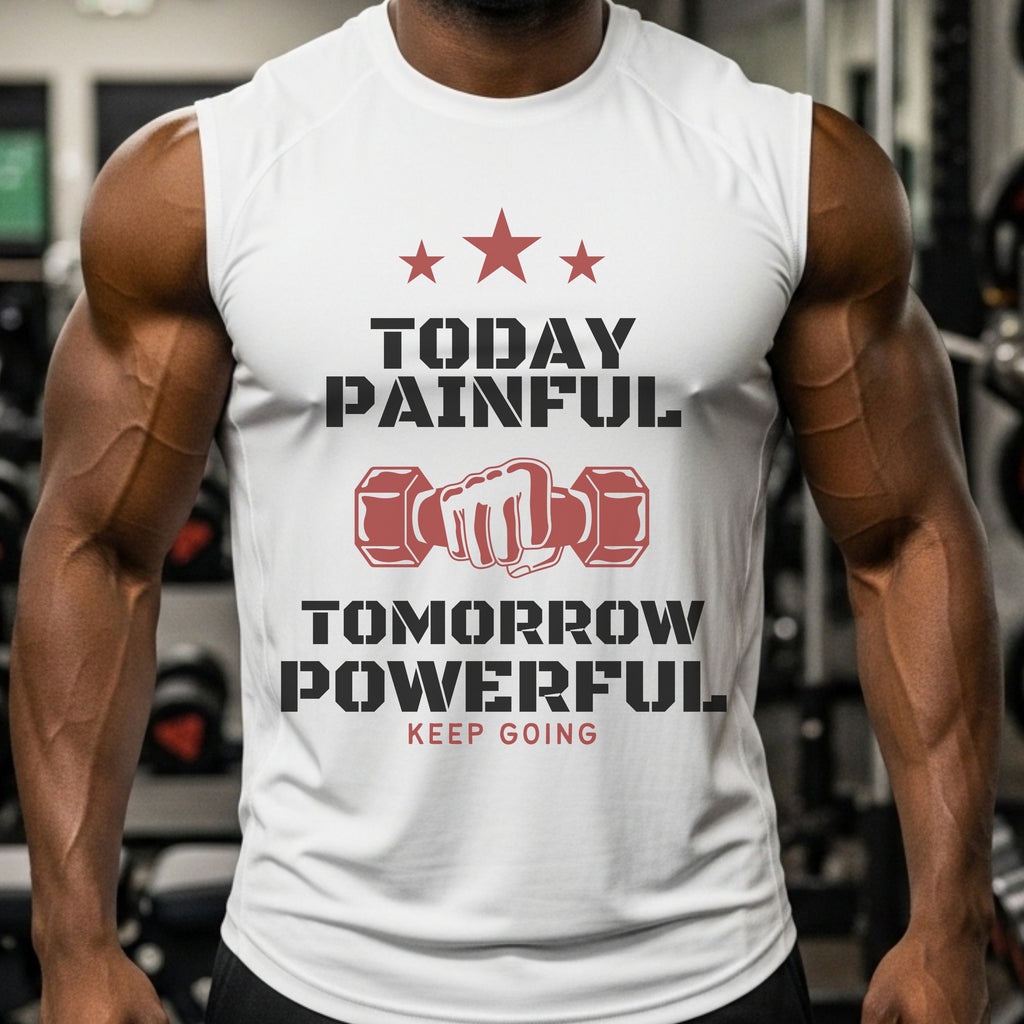 Today Painful Tomorrow Powerful - Motivational Fitness Training Statement Artwork