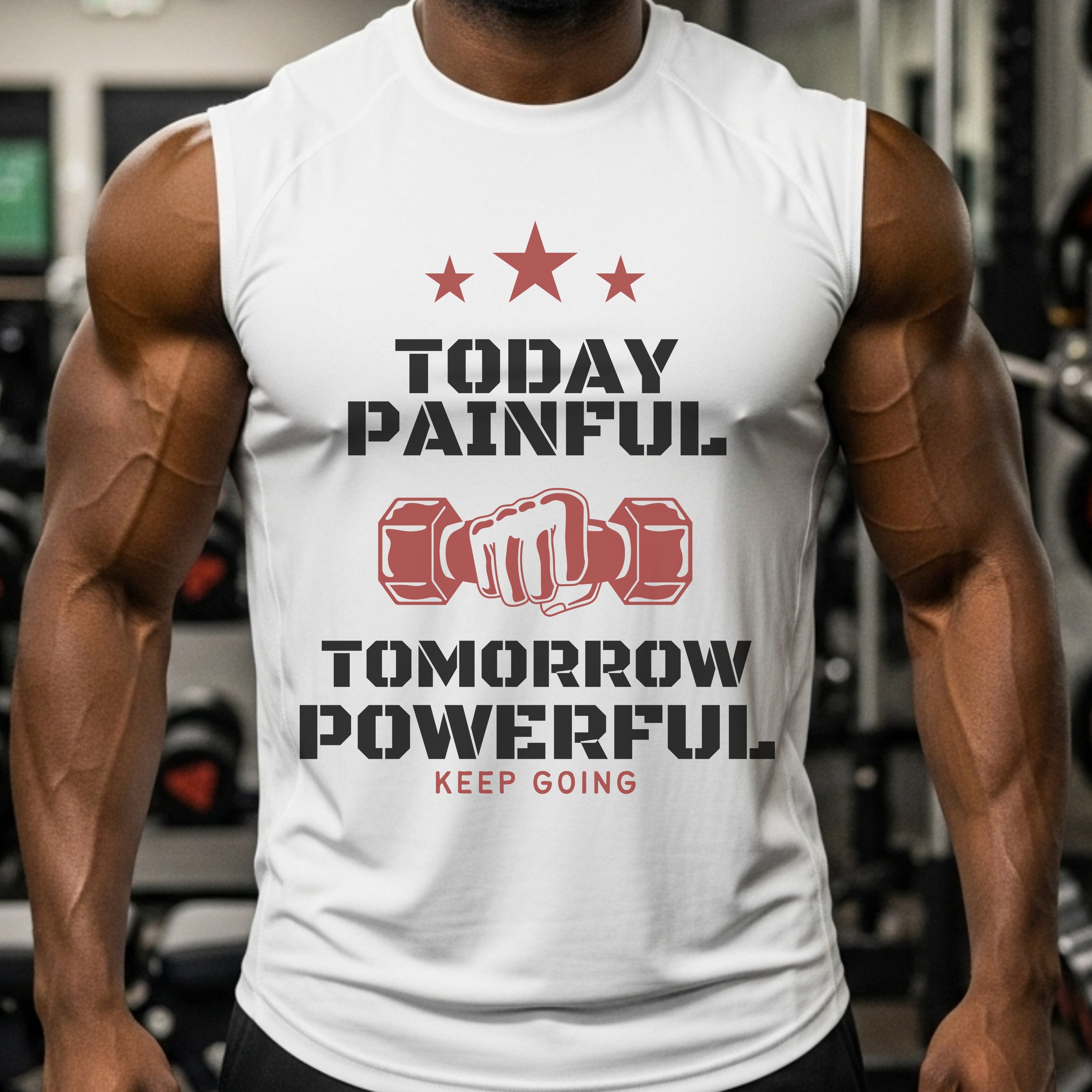 Today Painful Tomorrow Powerful - Motivational Fitness Training Statement Artwork
