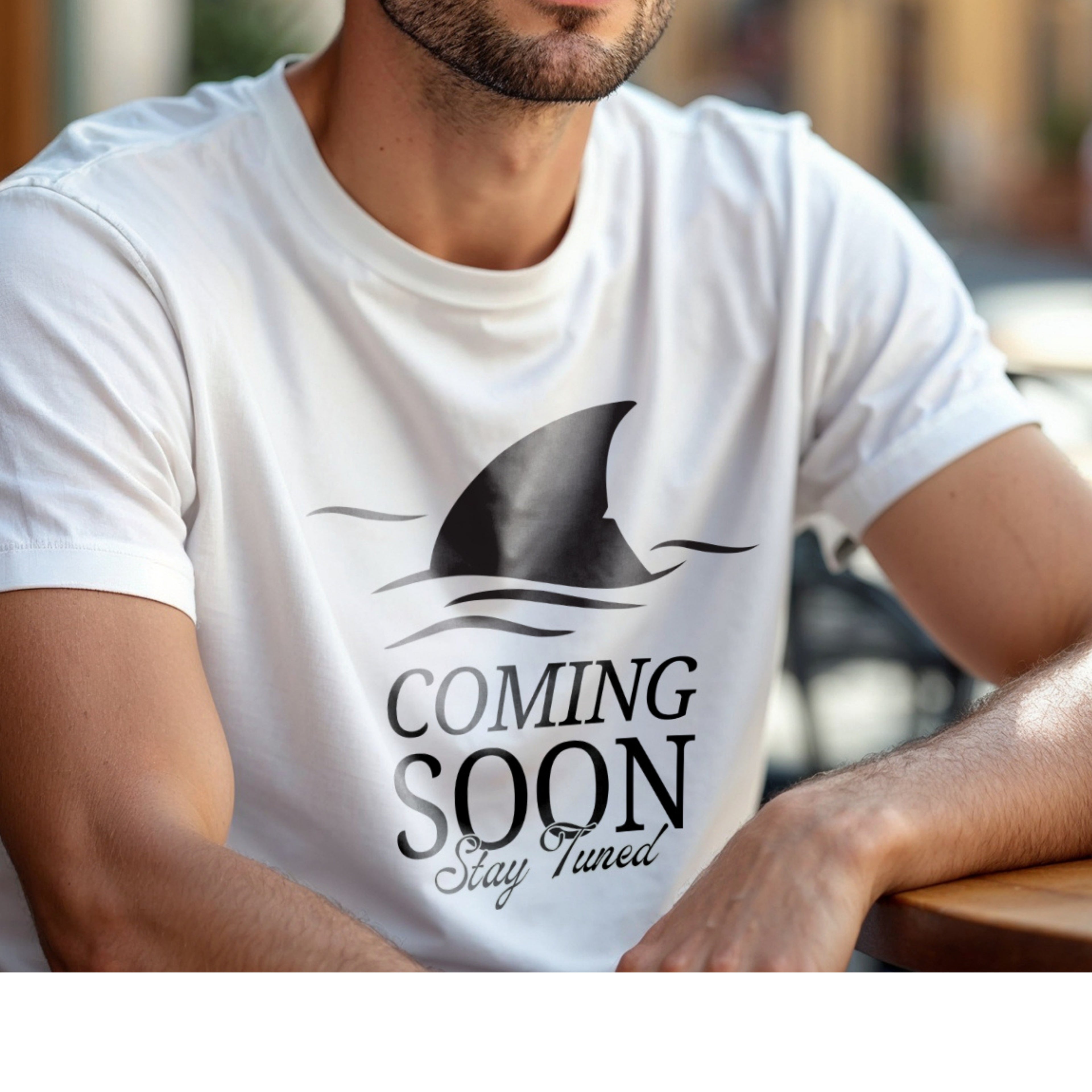 Coming Soon Stay Tuned - Shark Fin Anticipation Statement Artwork