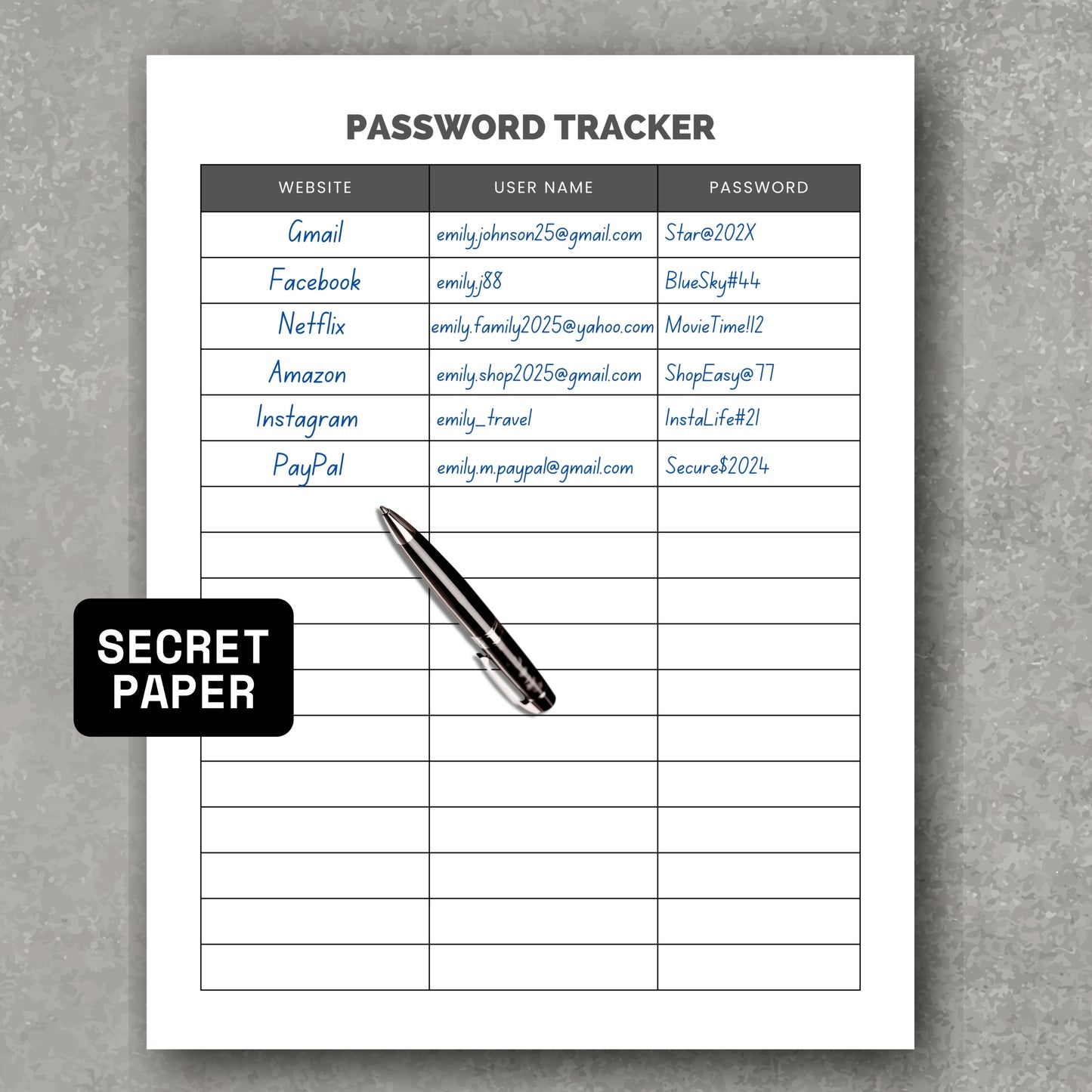 Personal Passwords Tracker