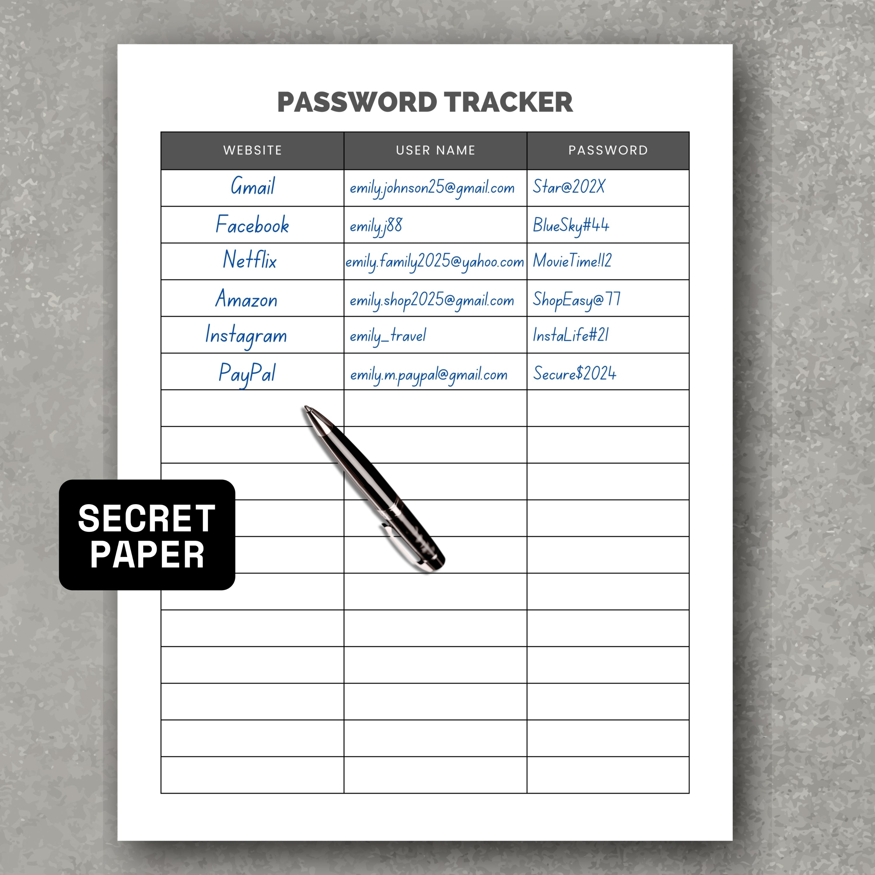 Personal Passwords Tracker