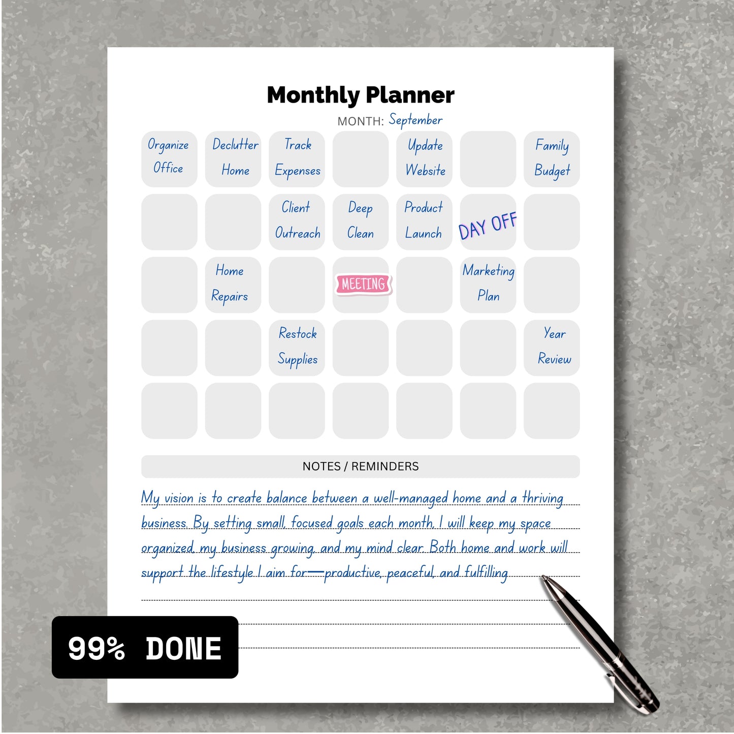 Monthly Planner PDF Paper V2