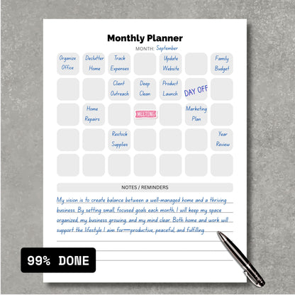 Monthly Planner PDF Paper V2