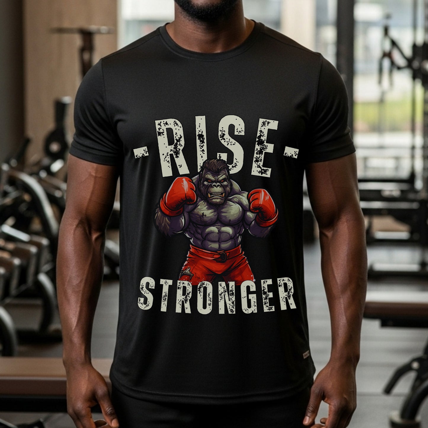 Rise Stronger - Boxing Gorilla Fitness Motivational Statement Artwork