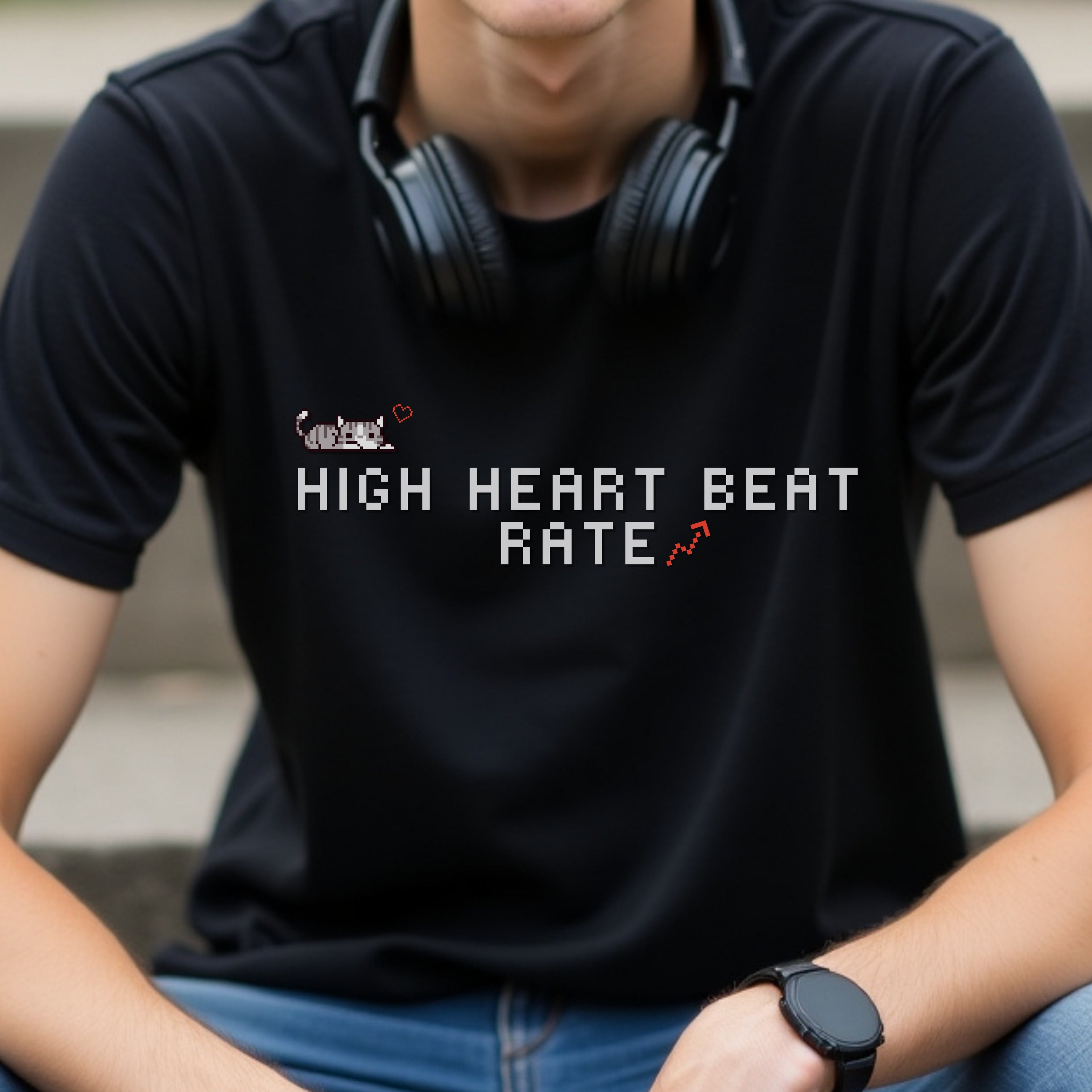 High Heart Beat Rate - Cute Cat Lover Funny Statement Artwork