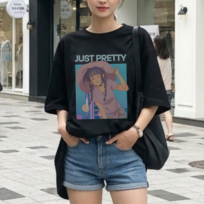 Just Pretty - Cute Anime Girl with Purple Braids Kawaii Aesthetic Illustration