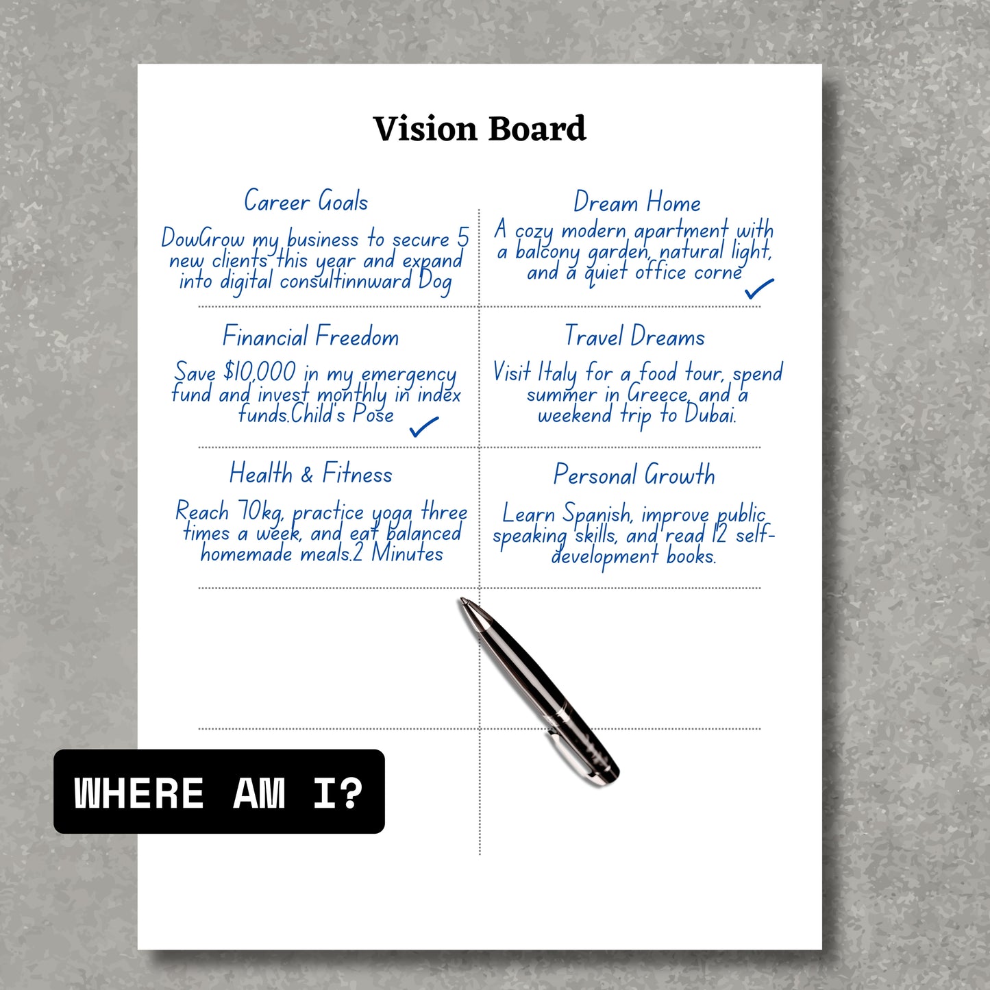 Vision Board Template Paper Sheet
