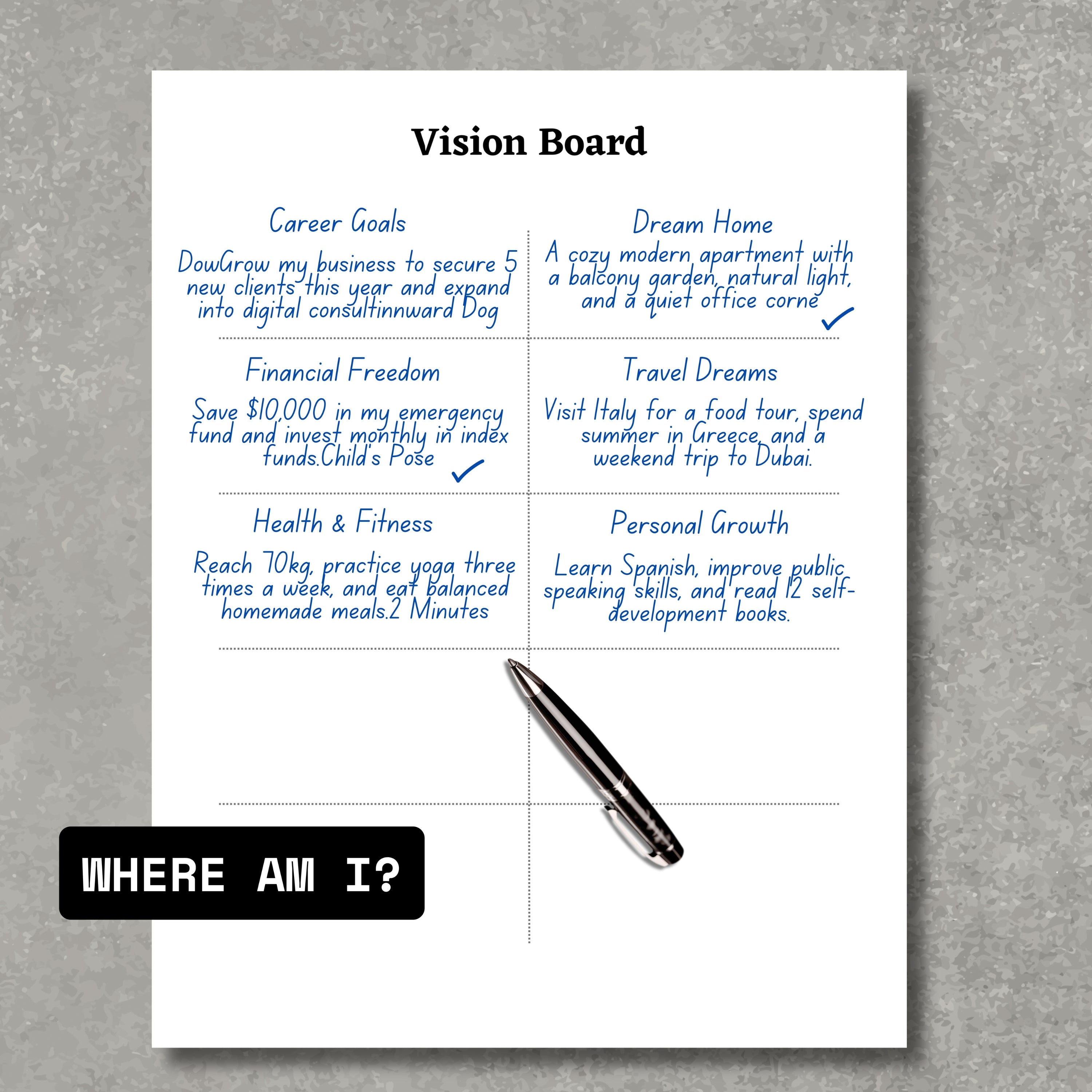 Vision Board Template Paper Sheet