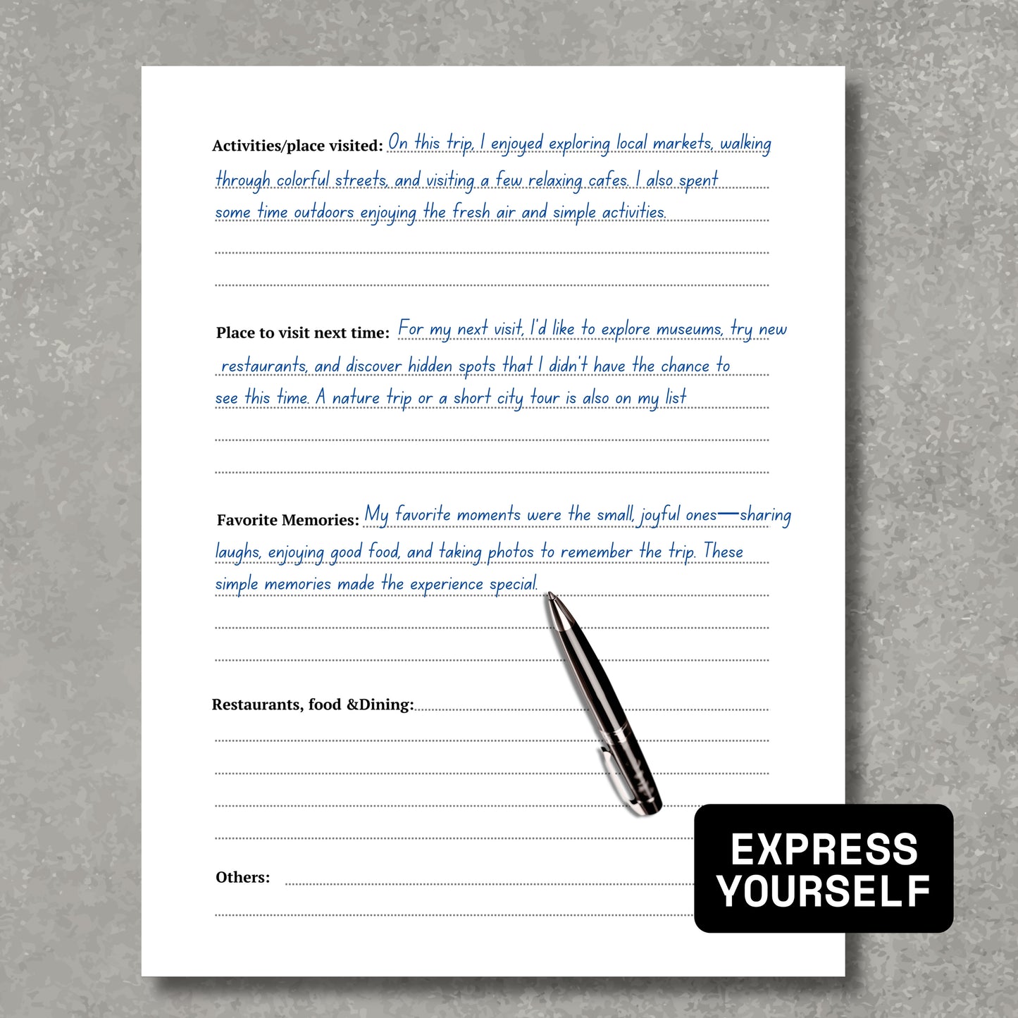 Camping Journal & RV Travel Logbook Sheets x2