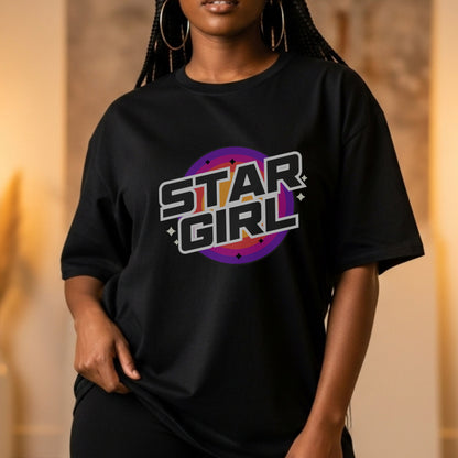 Star Girl - Retro Purple Pink Gradient Cosmic Universe Dreamer Statement Artwork