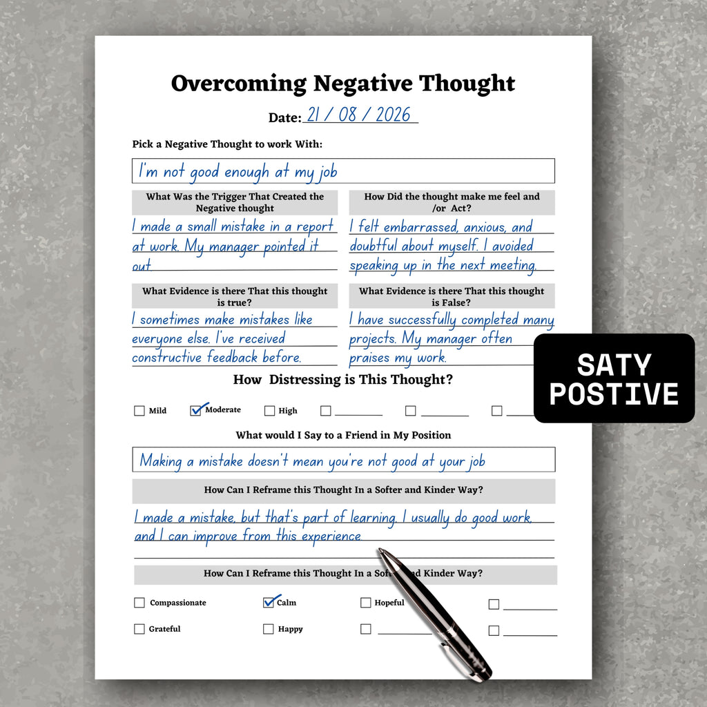 Overcoming Negative Thoughts Paper Sheet