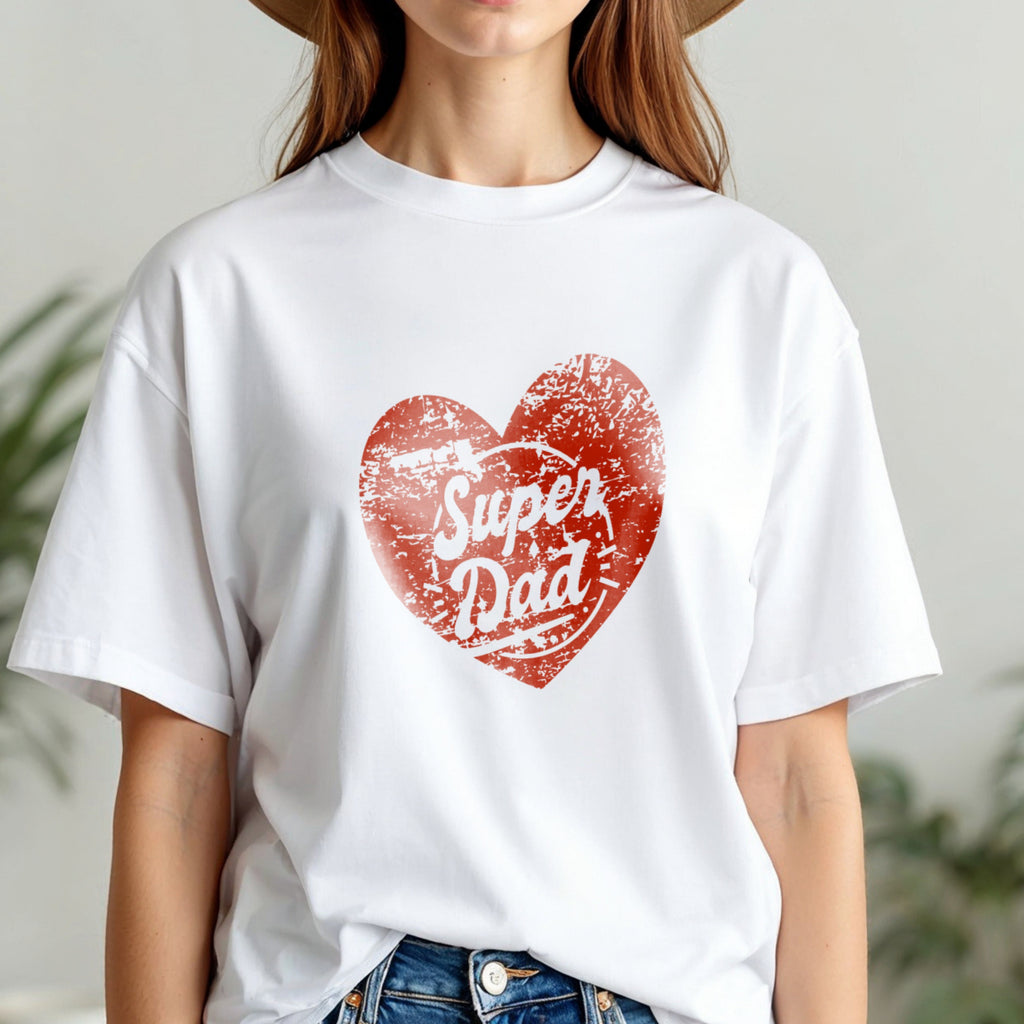 Super Dad - Distressed Red Heart Vintage Father's Day Love Appreciation Design