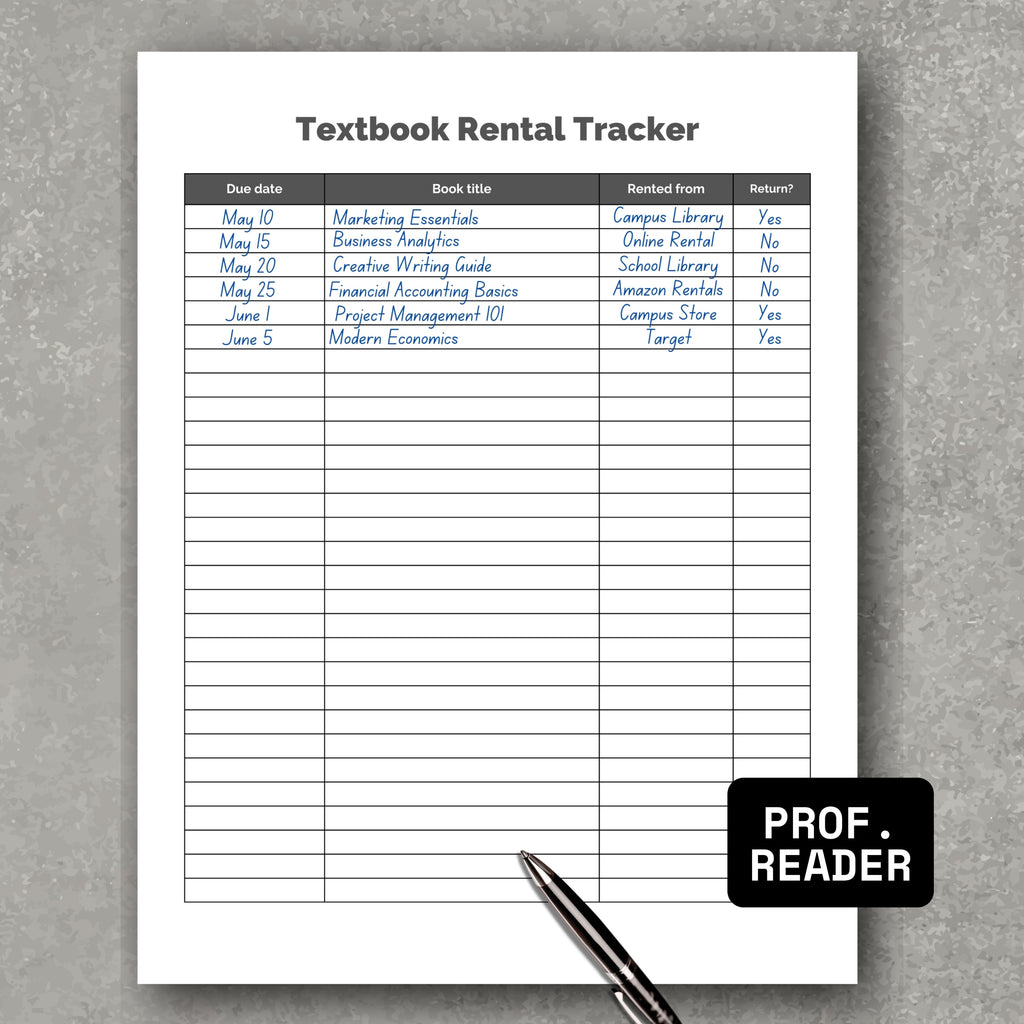 Textbook Rental Tracker